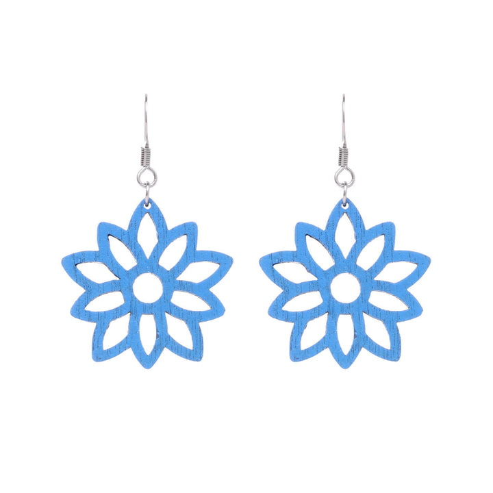 Wooden flower earrings (Steel 316L)