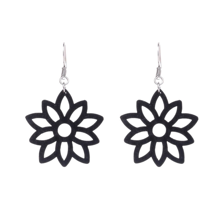 Wooden flower earrings (Steel 316L)