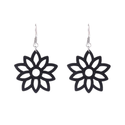 Wooden flower earrings (Steel 316L)