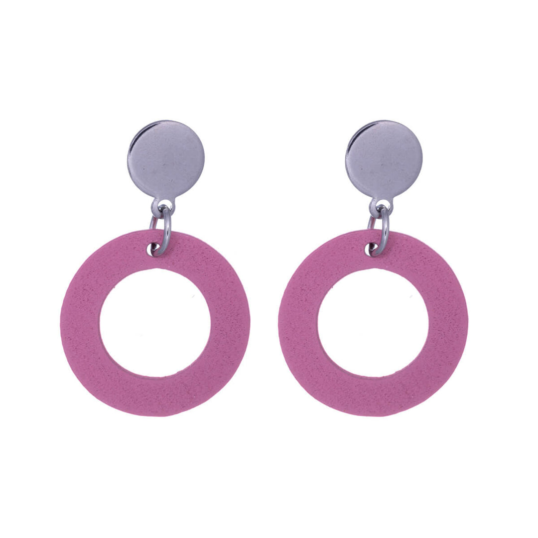 Wooden hanging rings earrings (Steel 316L)