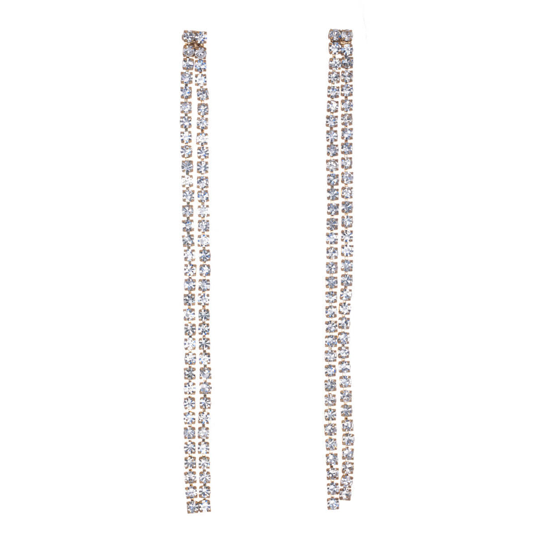 Hanging rhinestone earrings 2 rows