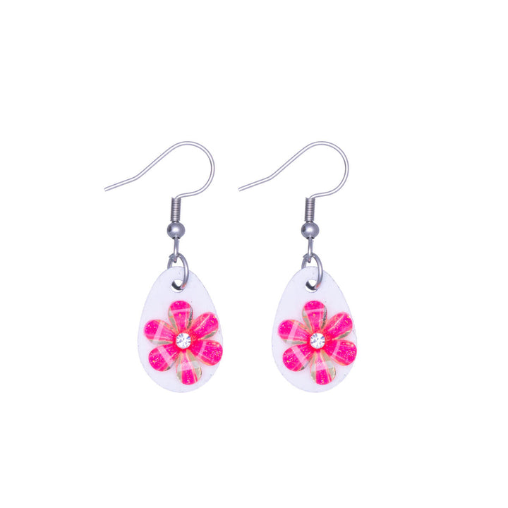 Flower earring wooden drop earring (Steel 316L)