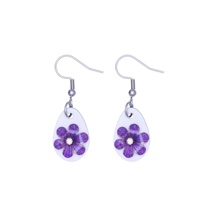 Flower earring wooden drop earring (Steel 316L)