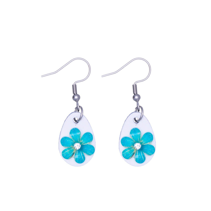 Flower earring wooden drop earring (Steel 316L)