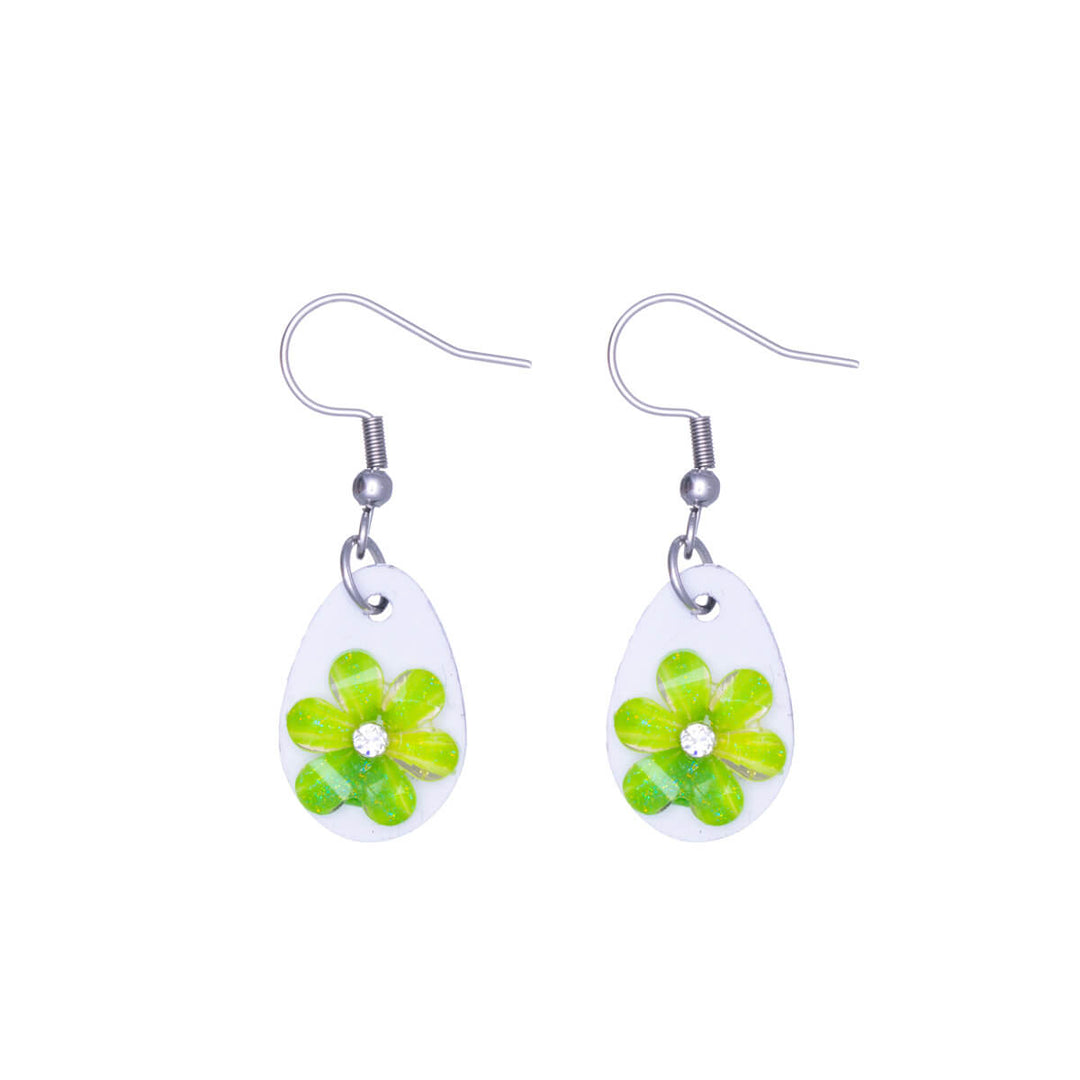 Flower earring wooden drop earring (Steel 316L)