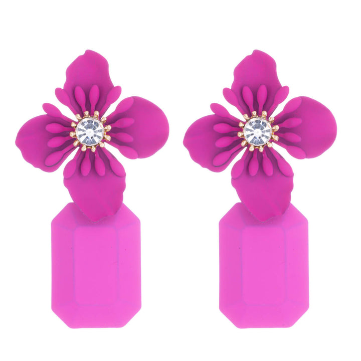 Flower earrings hanging rectangle