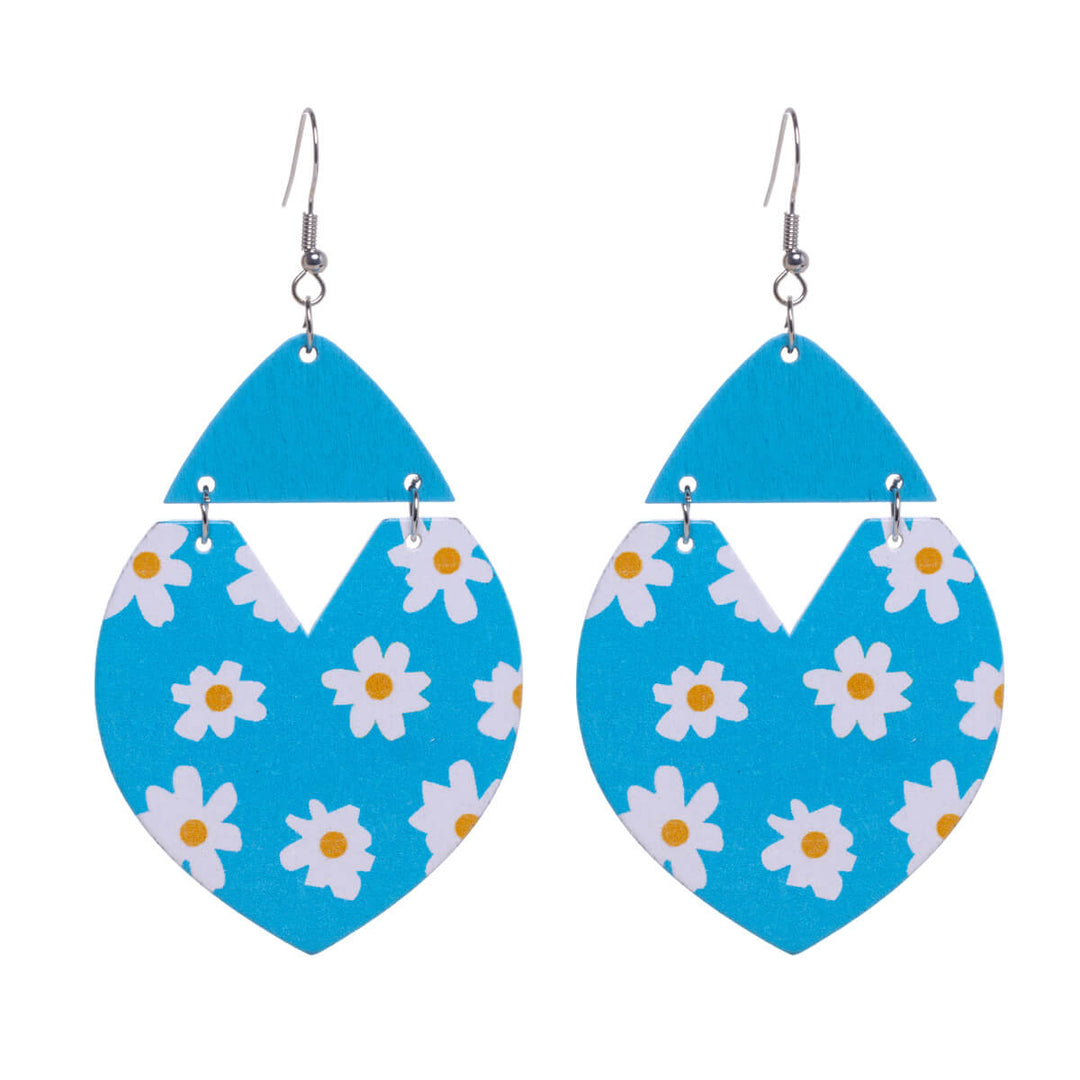 Wooden flower earrings