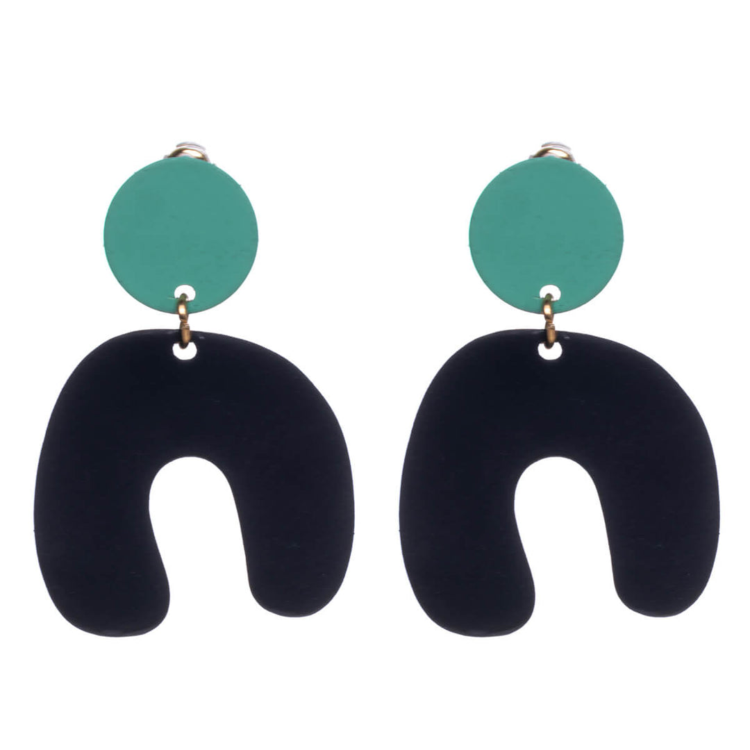 Two-tone hanging earrings arch