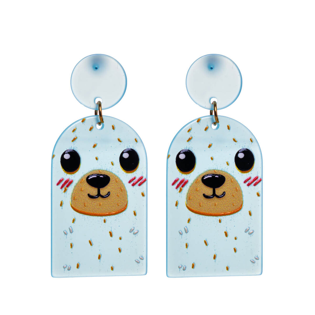 Hanging plastic animal figure earrings