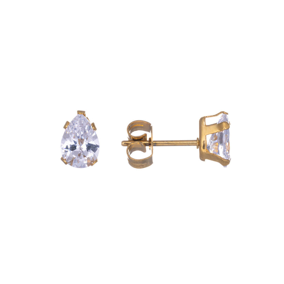 Pisara zirconia earrings 5mm (18K Steel 316L)