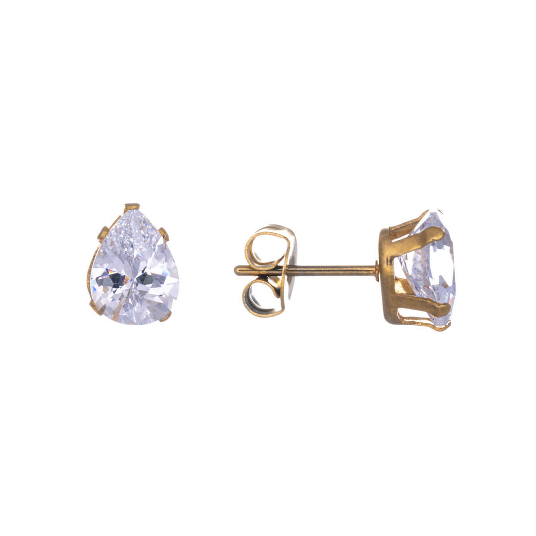 Pisara zirconia earrings 6mm (18K Steel 316L)