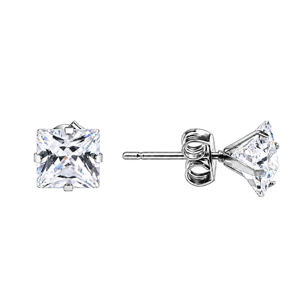 4mm Square Zirconia Earrings (316L Stainless Steel) - Ninja.fi