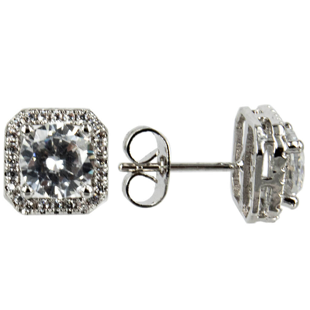 Glass stone earrings square