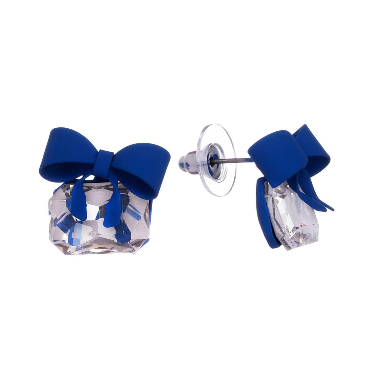 Bow tie earrings with glass stone