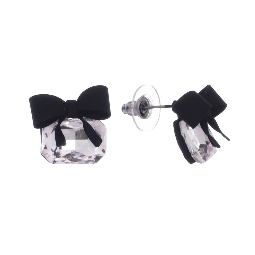 Bow tie earrings with glass stone