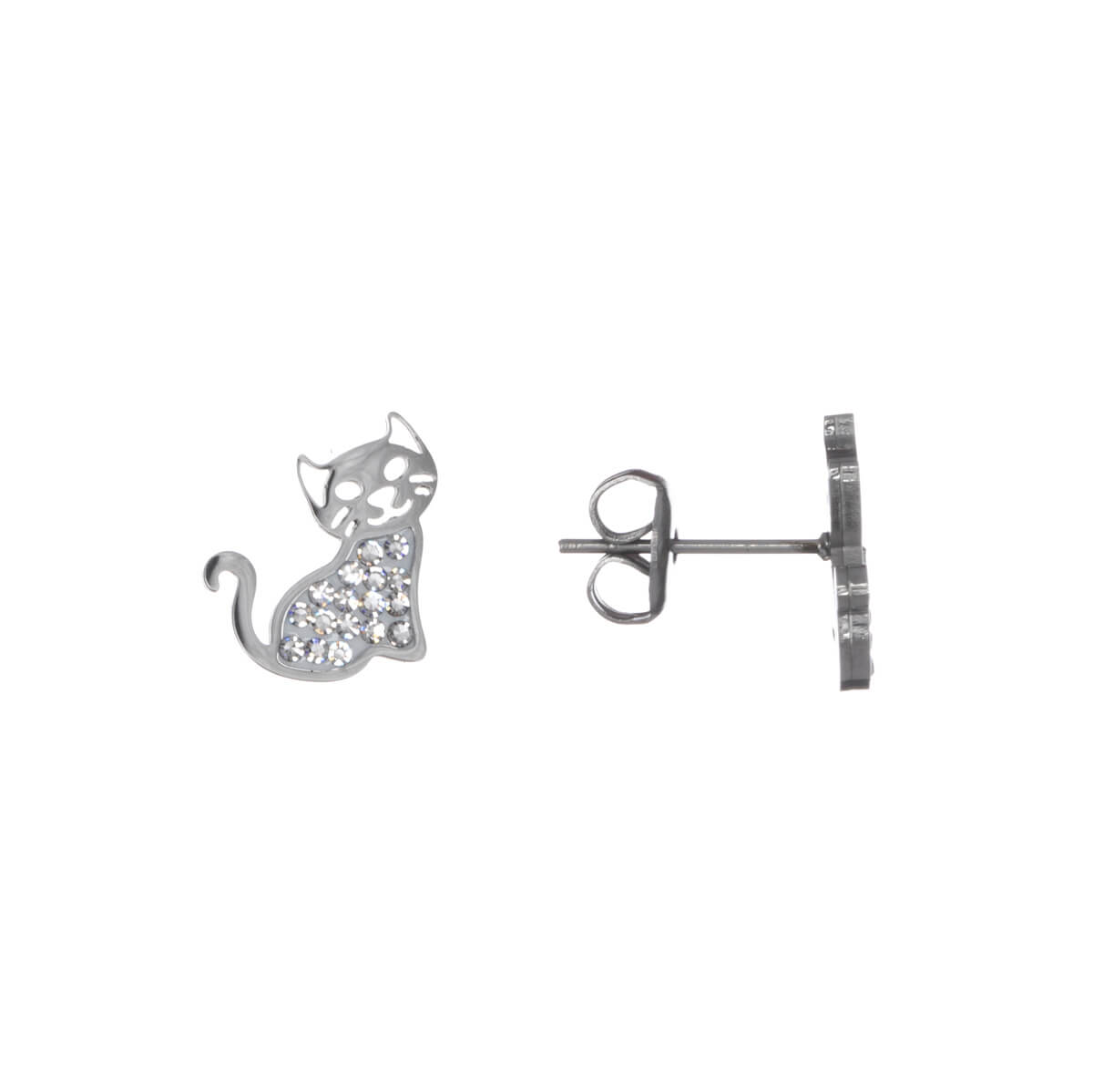 Artificial diamond cat earrings (steel 316L)