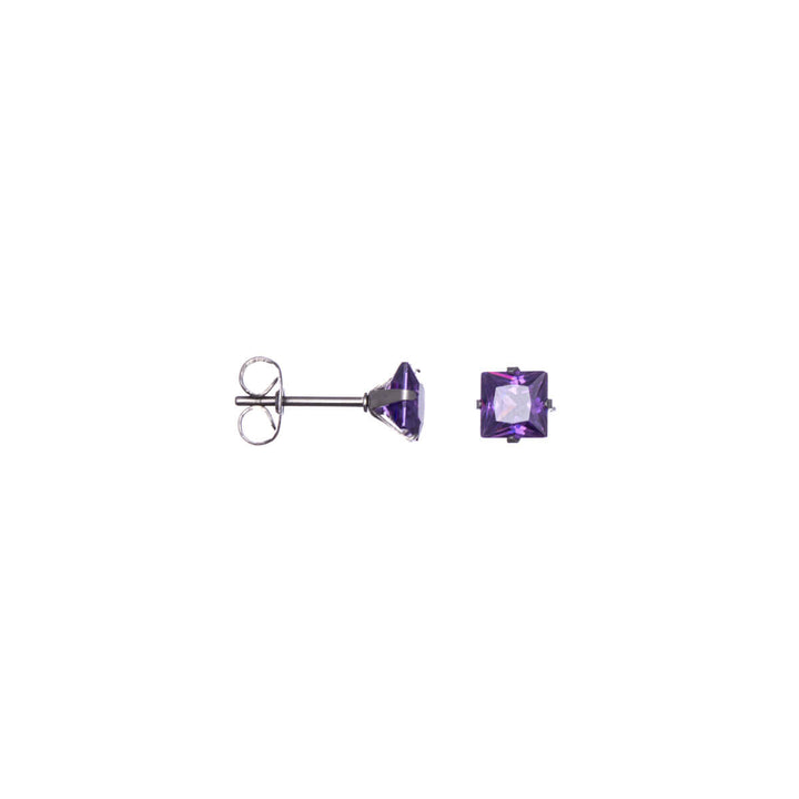 Square zirconia earrings 5mm (Steel 316L)