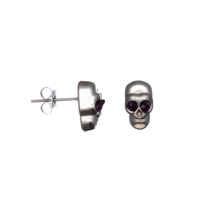 Skull earrings with glittering eyes (Steel 316L)