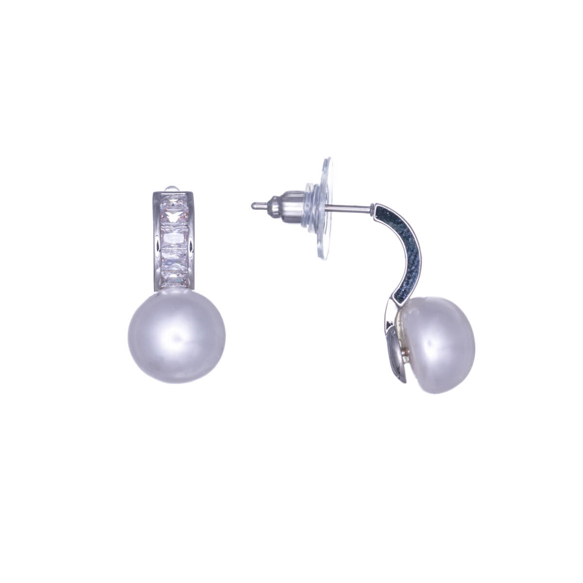 Hanging zirconia pearl earrings