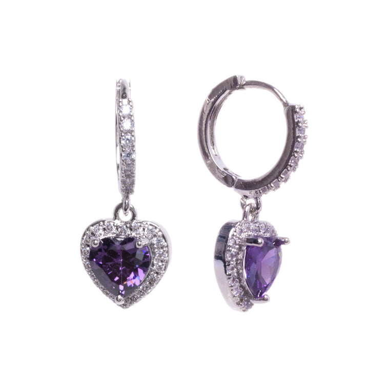 Zirconia heart pendant earring earrings