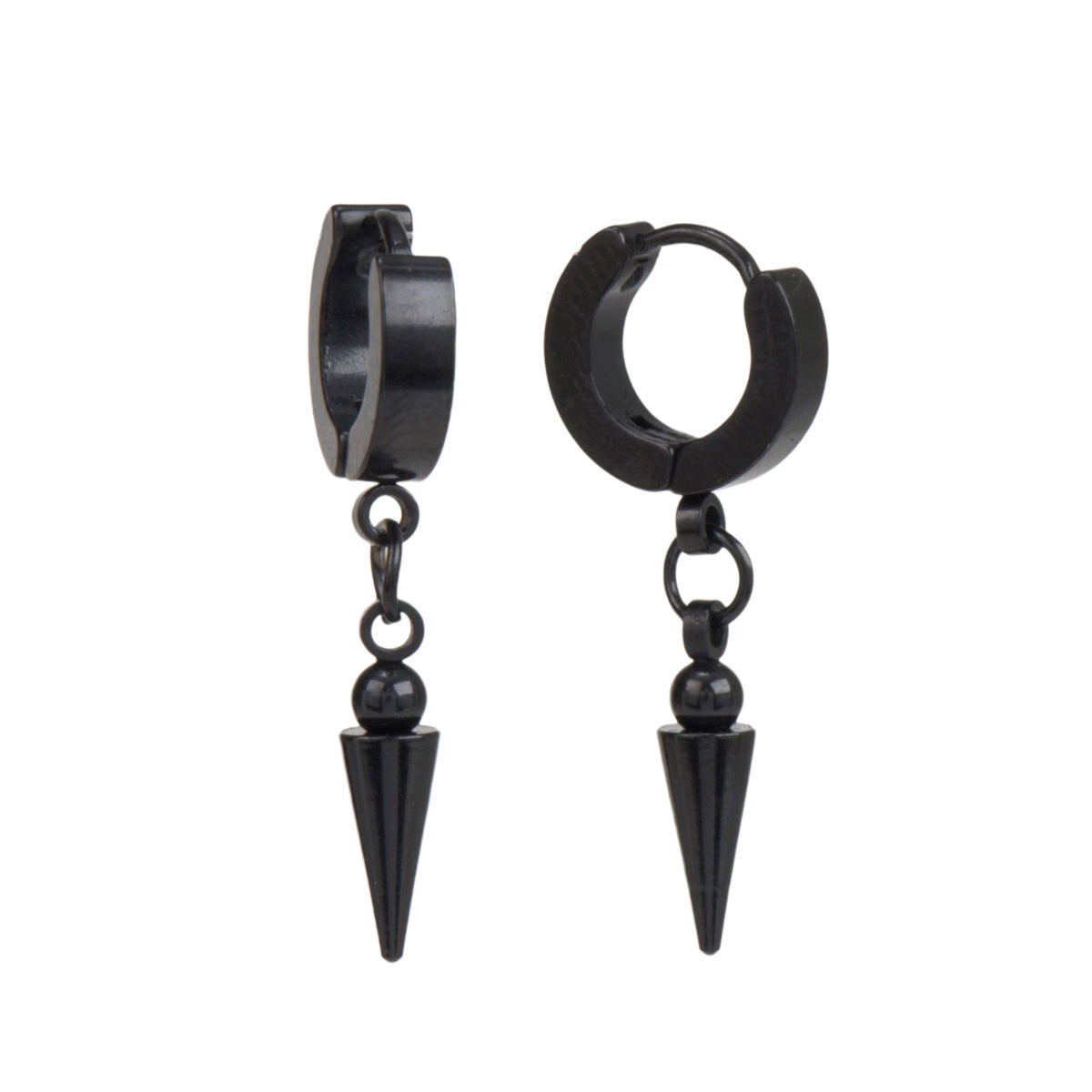 Steel ring earring with hanging spike (steel 316L)