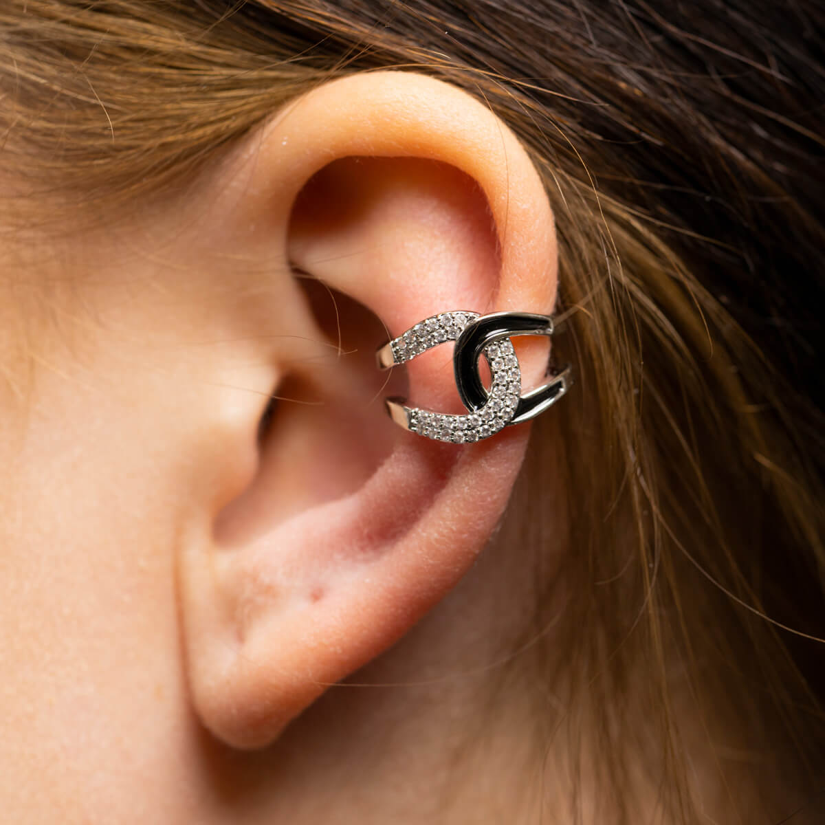 Zirconia rustic earring ear cuff 1pc