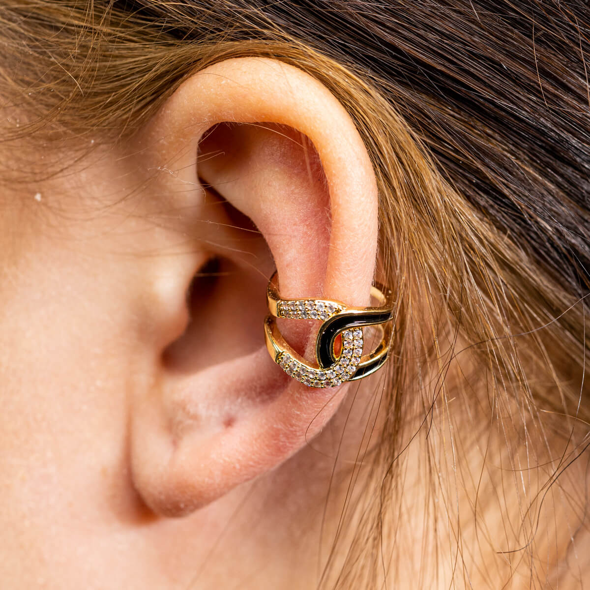 Zirconia rustic earring ear cuff 1pc