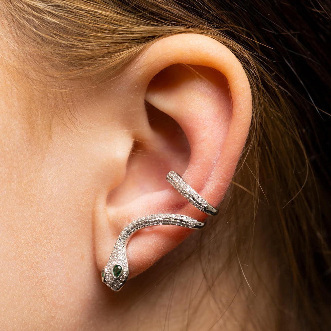 Snake zirconia cartilage ear cuff 1pcs