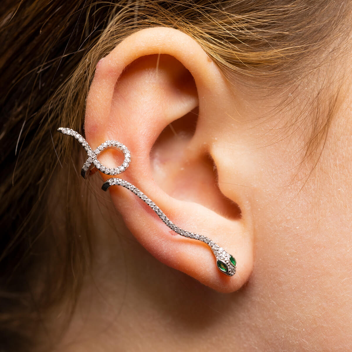 Snake zirconia cartilage ear cuff 1pcs