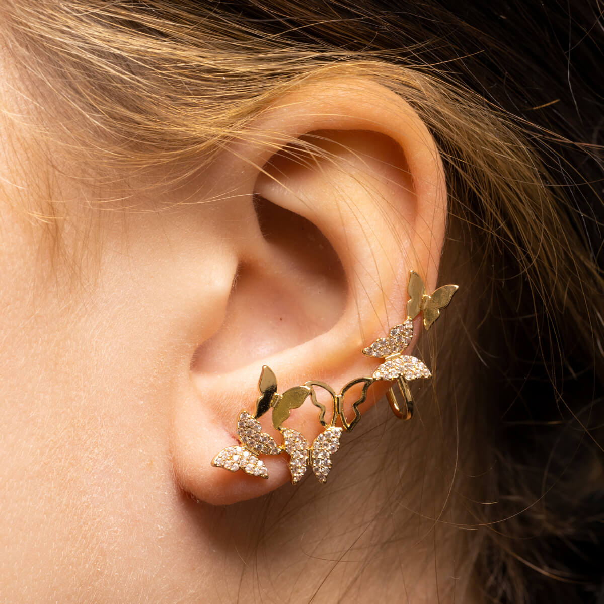 Zirconia butterflies cartilage ear cuff 1pcs