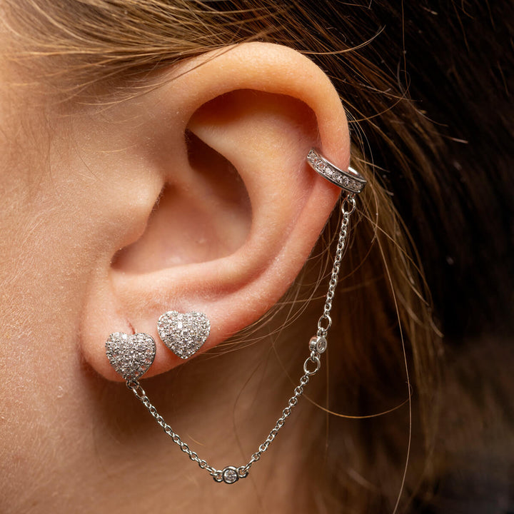 Zirkonia sydän ketju rustokoru ear cuff 1kpl