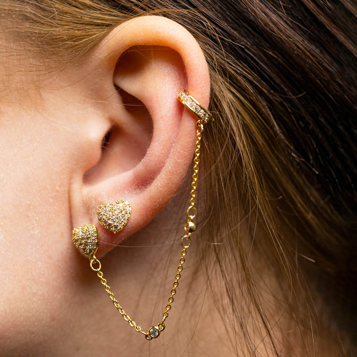 Zirkonia sydän ketju rustokoru ear cuff 1kpl