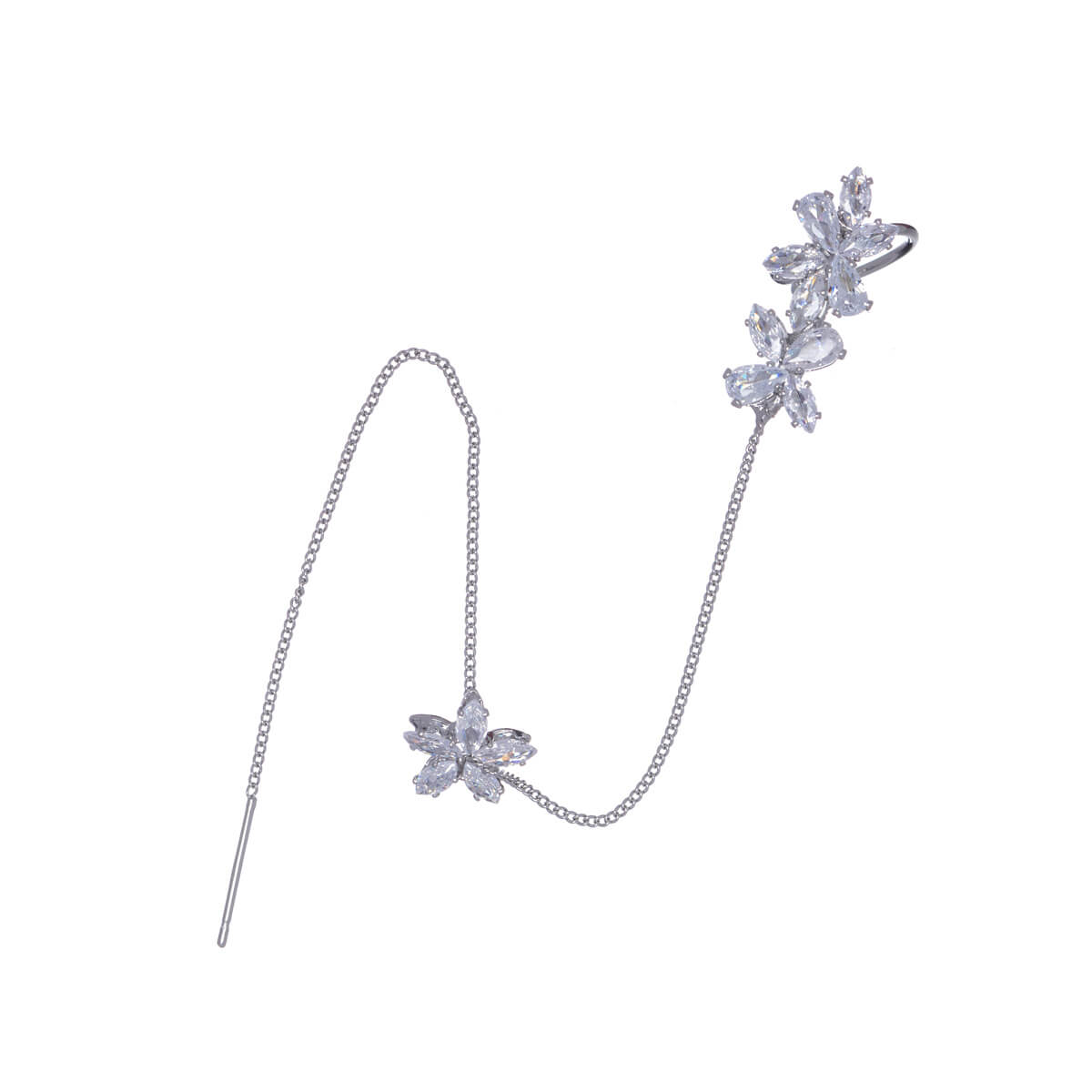 Zirconia flowers chain cartilage ear cuff 1pcs