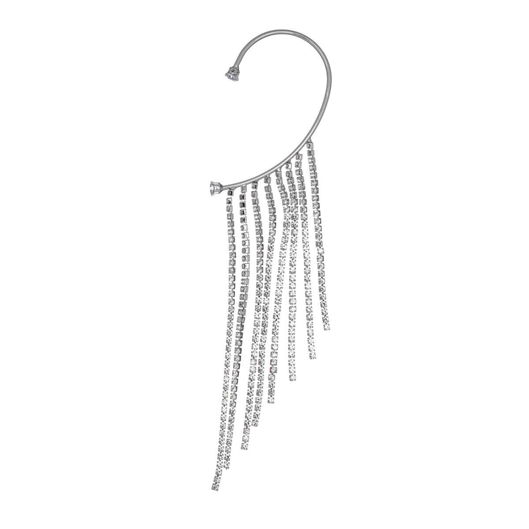 Hanging rhinestone ribbon ear cuff 1pc