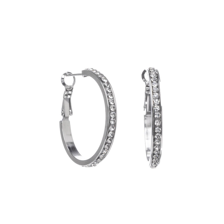 Strass-Ohrringe Ring-Ohrringe 3cm (Stahl 316L)