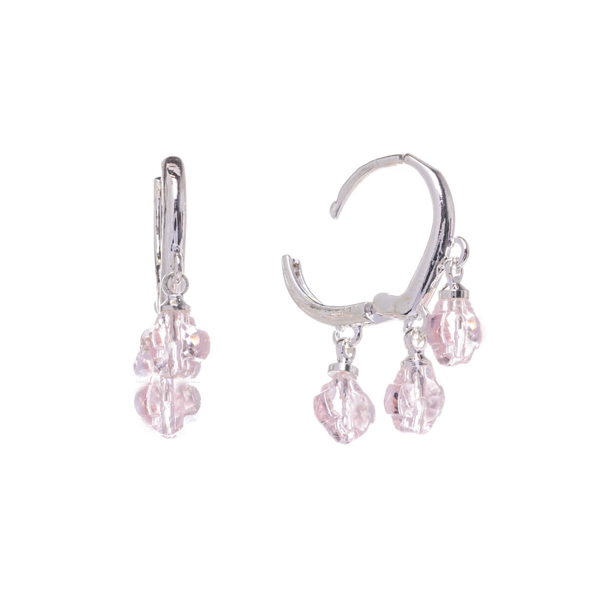 Silver earrings with glass bead pendants