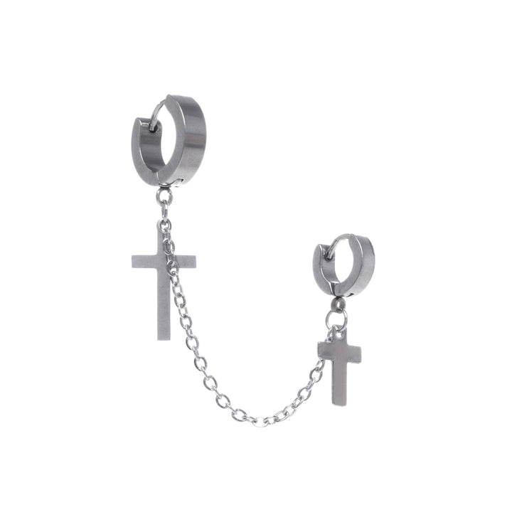 Single earrings with clash and chain 1 piece (Steel 316L)