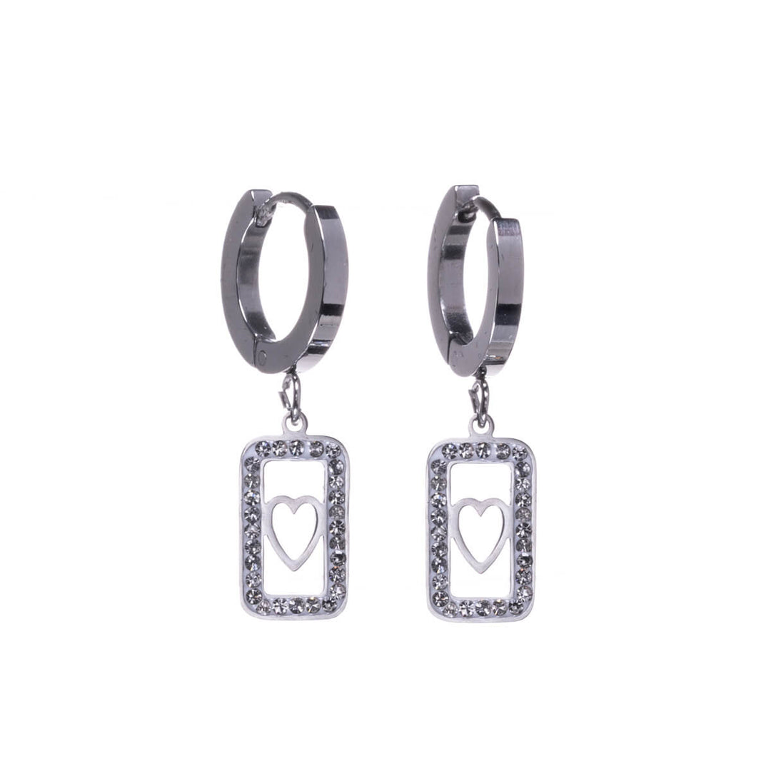 Sparkling heart pendant earring earrings (steel 316L)