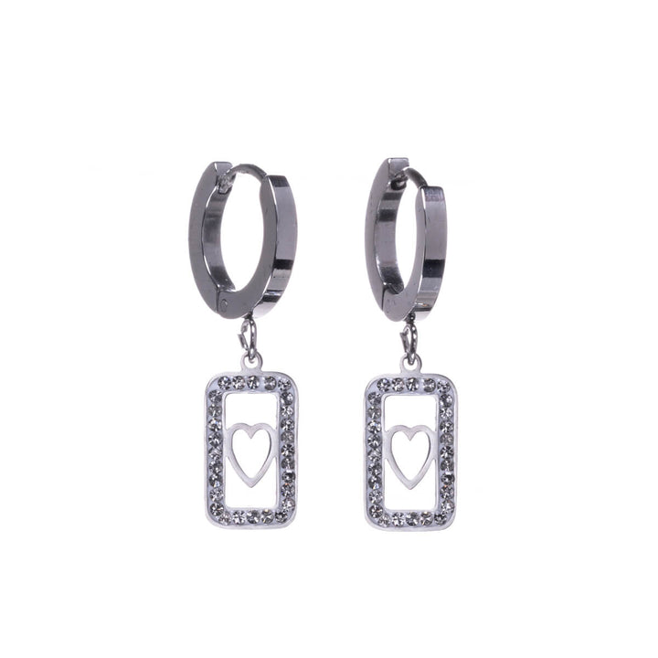 Sparkling heart pendant earring earrings (steel 316L)