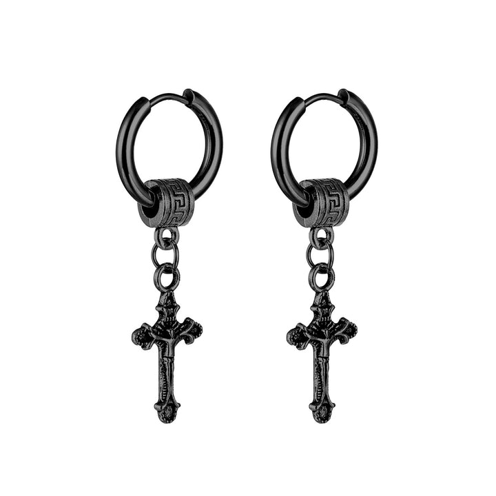 Cross pendant earrings ring earrings (steel 316L)