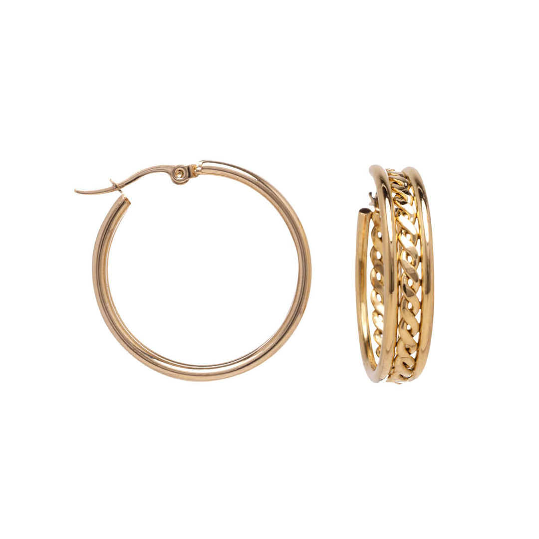 Strukturierter Ohrring Ring Ohrringe ø2,6cm (18k Stahl 316L)