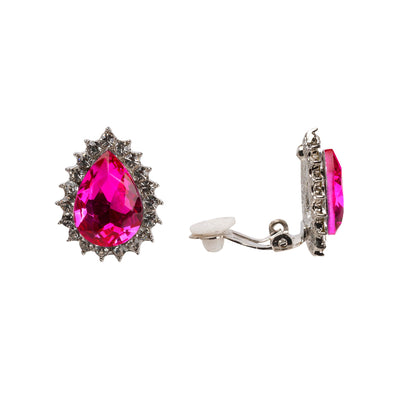 A drop -shaped rhinestone clip earrings