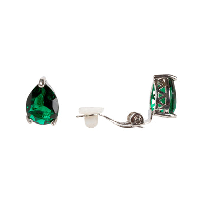 A drop -shaped rhinestone clip earrings