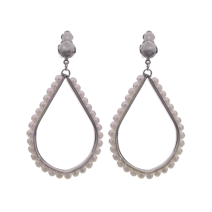 Hanging pearl drop clip earrings