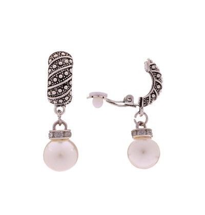Hanging beads clip earrings
