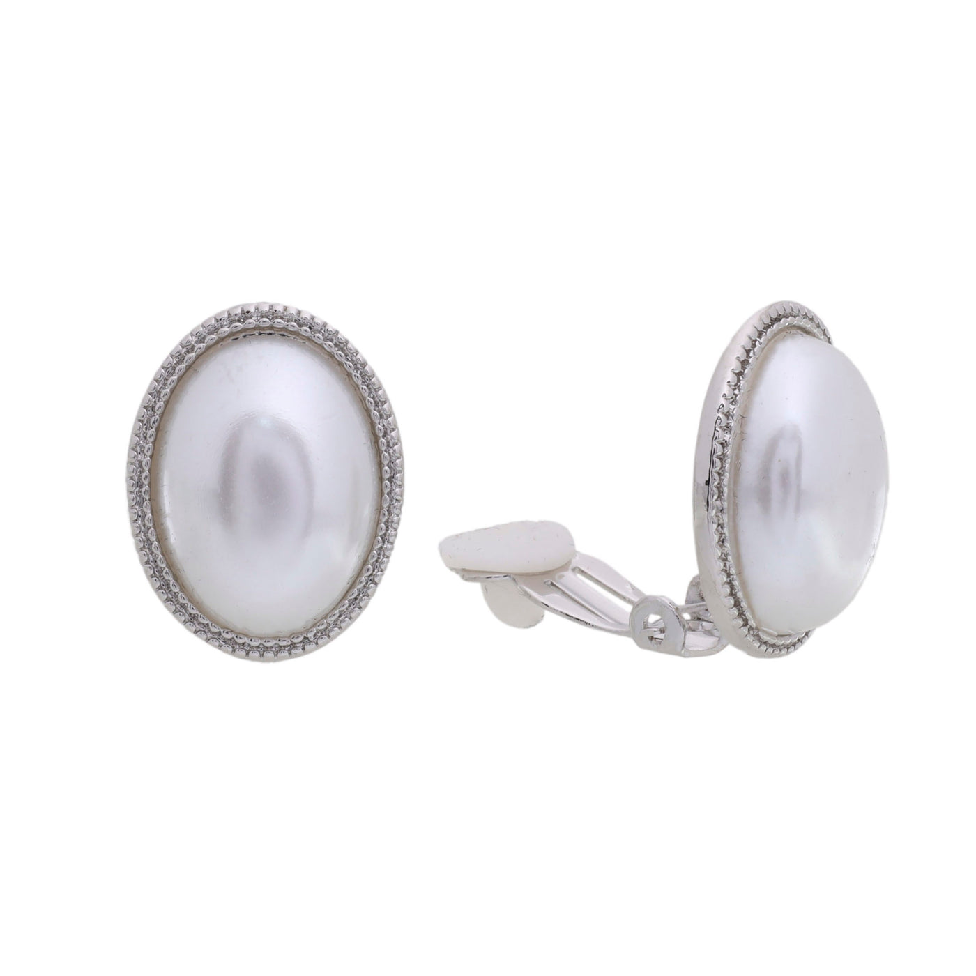 Ovals pearl clip earrings