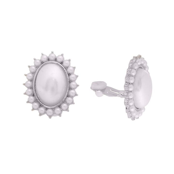 Ovals pearl clip earrings