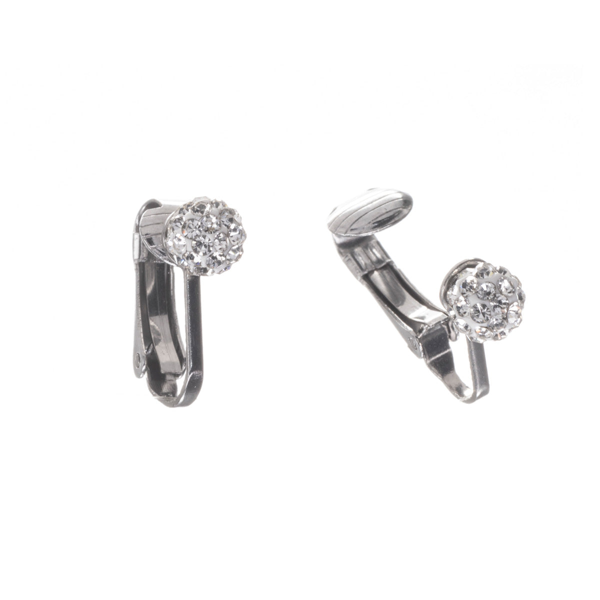 Glittering ball clip earrings 6mm (steel 316L)