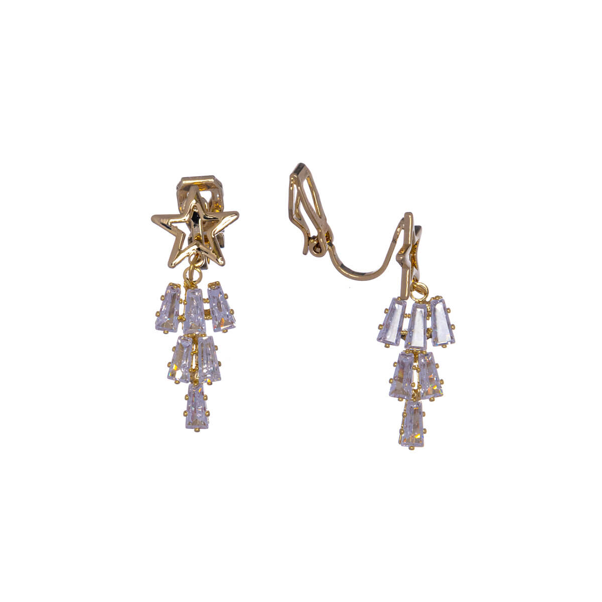 Zirconia stars clip-on earrings