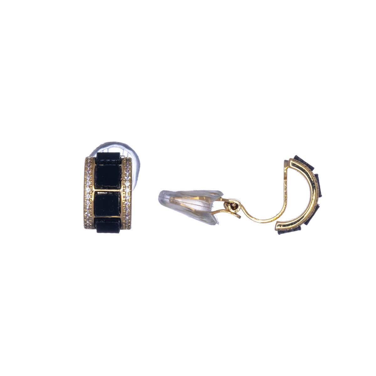 Small earrings clip earrings with zirconia stones